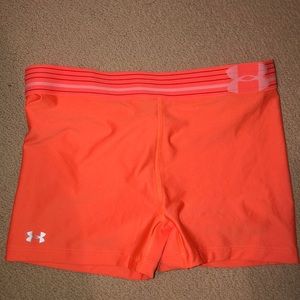 Orange Under Armour spandex.